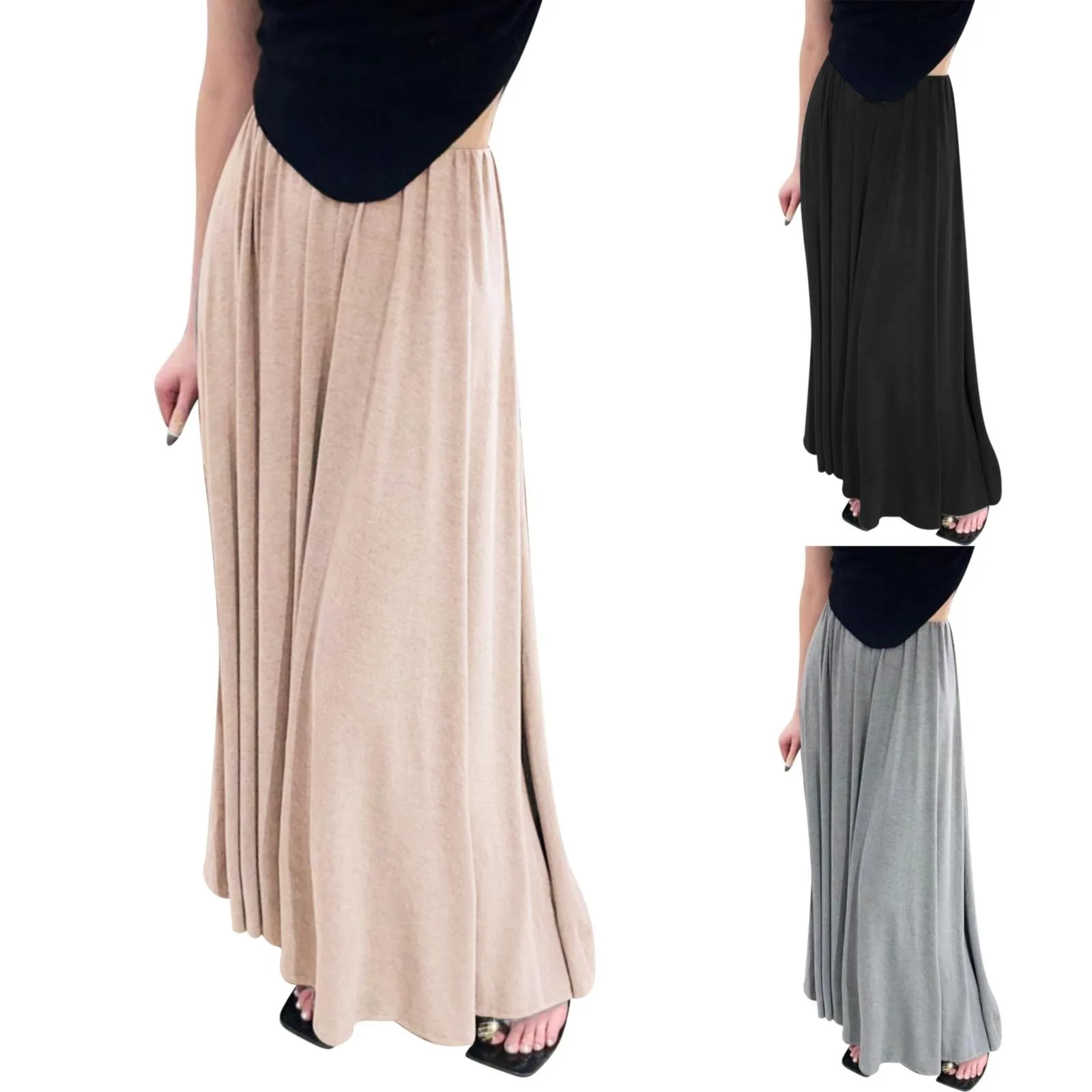 

Solid Color Pleated Skirt High Waist Skirt For Women Sparkly Skirt And Top Set