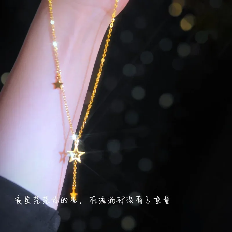 Ожерелье из настоящего золота 9999 желтое золото 24 карата. Простое ожерелье с