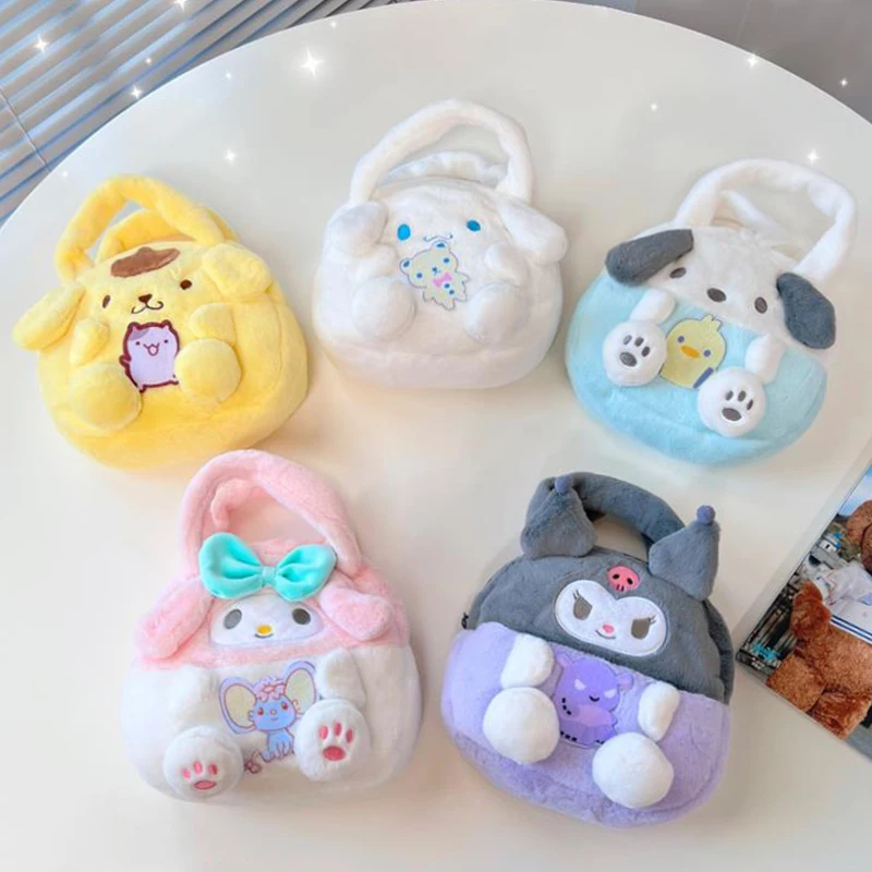 

Сумка-тоут Sanrio Kawaii, Симпатичная плюшевая кукла, ручная сумка, аниме Мелодия курomi Cinnamoroll, для улицы, Лолита, милая девушка, для хранения, подарок для детей
