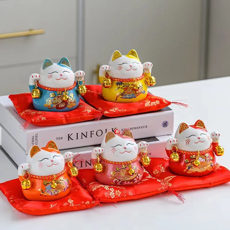 

Ceramic Lucky Cat Ornament Shop Opening Gift Creative Piggy Bank Home Decor Kawaii Accessories Decoration Crafts Garden