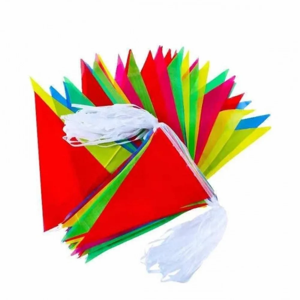 

150 шт., разноцветные Треугольные флаги, 100 м