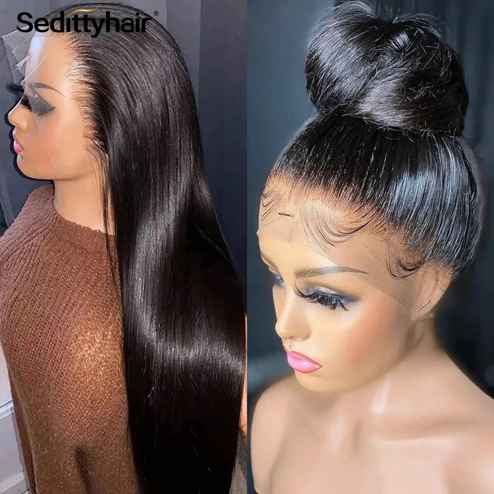 44 46 48 Inch Straight Human Hair Wigs 13x4 HD Lace Frontal Wig for Black Women 250 Density 360 Full Lace Wig Pre Plucked Hair