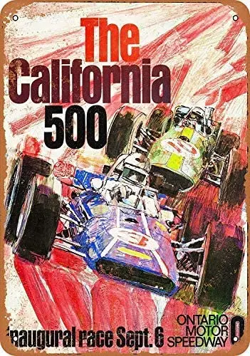 

Коллекционное настенное искусство Nonbrand, 8 дюймов x 12 дюймов, 1970 Калифорния 500 Онтарио, мотор, металлический настенный постер, табличка, металлический знак, Настенный декор
