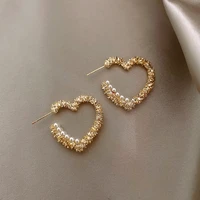 gold color metal drop earrings irregular hollow heart pendants earrings twisted geometric personality earrings for women
