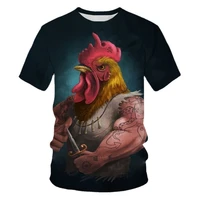 2022 summer unisex t shirt animal muscle rooster 3d print funny tshirt summer casual short sleeved top loose shirt for men 6xl
