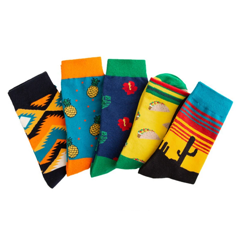 

Winter Funny Unisex Socks Hip Hop Harajuku Kawaii Cartoon Cotton Socks Fruit Plant Food Geometry Happy Casual Sock Gifts for Men