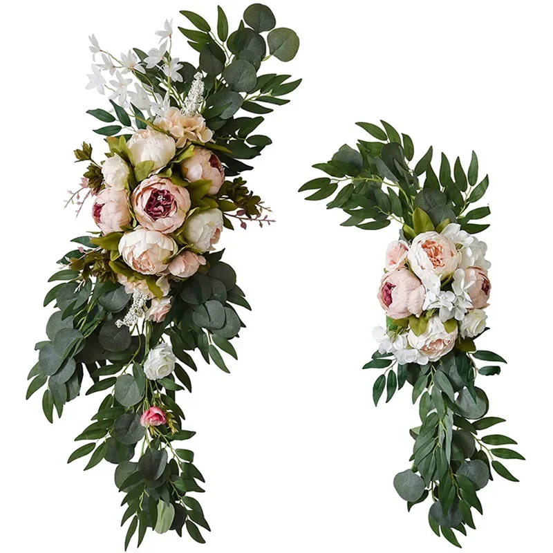 

2pc Artificial White Peony Swag Flowers Wedding Arch Backdrop Decor Wall Door Threshold Wreath Living Room Party Pendant Garland