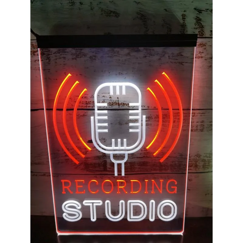 

Двухцветный светодиодный неоновый знак Студийный микрофон для записи On Air