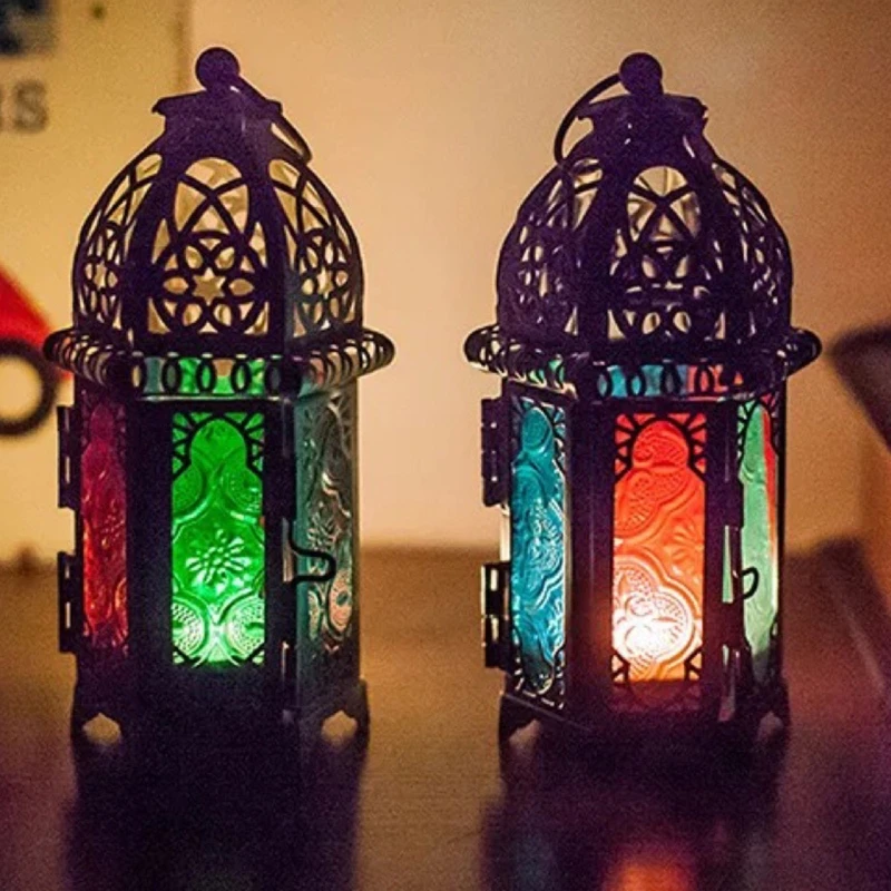 Glass Wind Lantern Hanging Lanterns For Indoor Outdoor Garden Yard Decoration