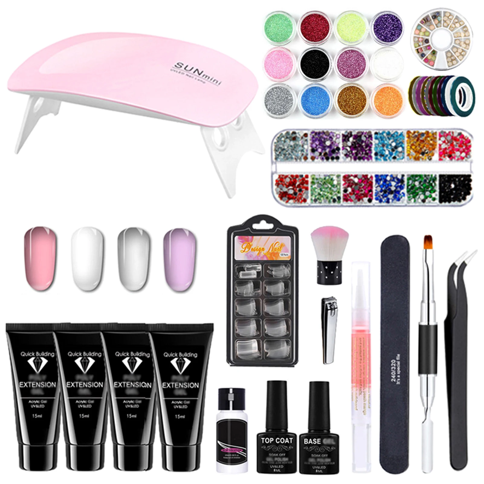 

Nail Phototherapy Light Kit Extension Glue Set Professional Manicure Tools Portable for Home Daily Use Practice