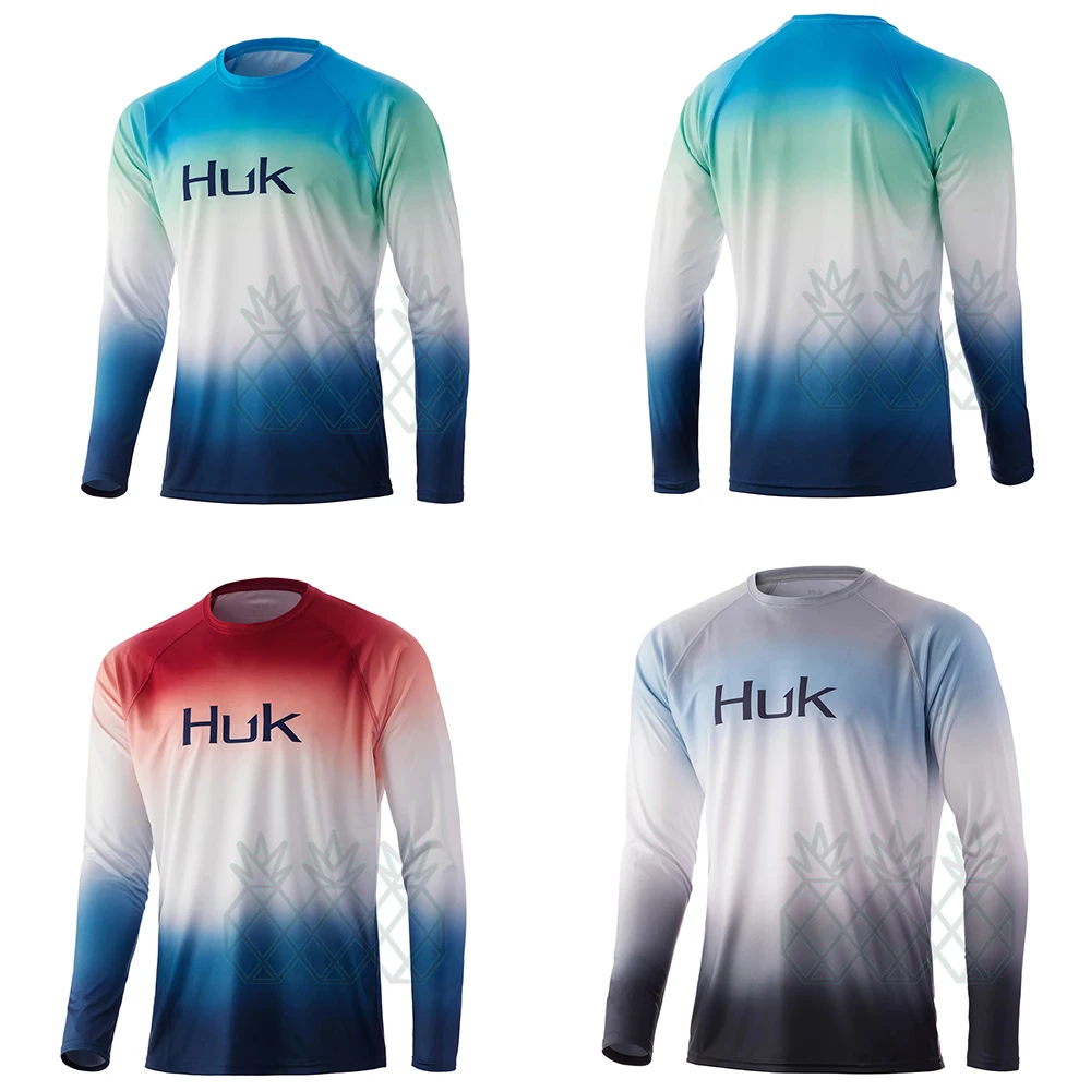 

Winter Fishing Shirts HUK Long Sleeve Tops Men Warm UPF50 Protection Sweatshirts Outdoor Fleece Fishing Clothes Camisa Pesca
