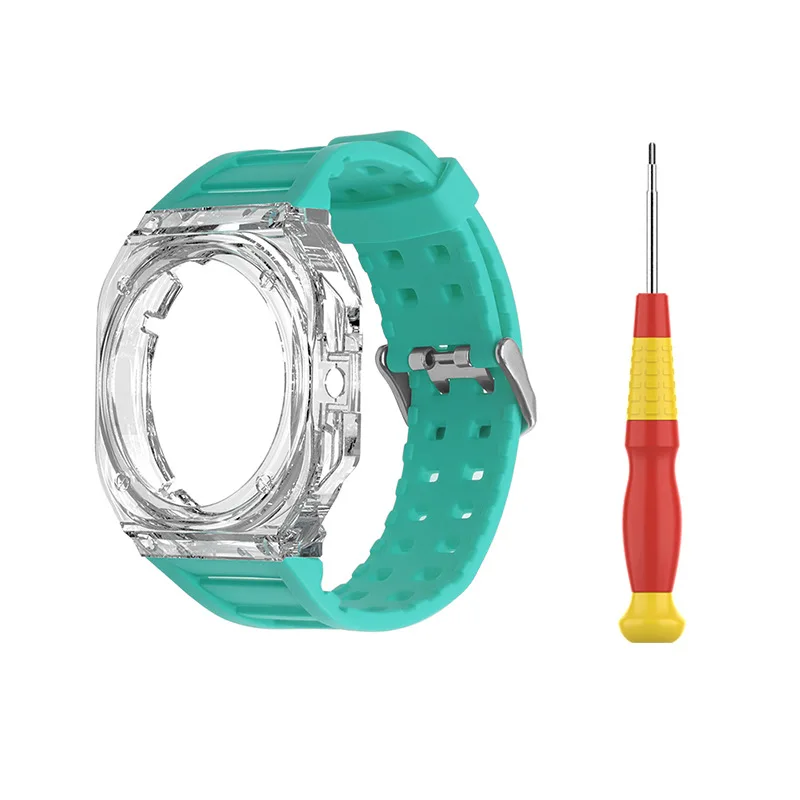 Transparent Glacier Case Band Modification Kit For HUAWEI GT Cyber Watch Silicone Bracelet For GT Cyber Rubber Sport Strap Band