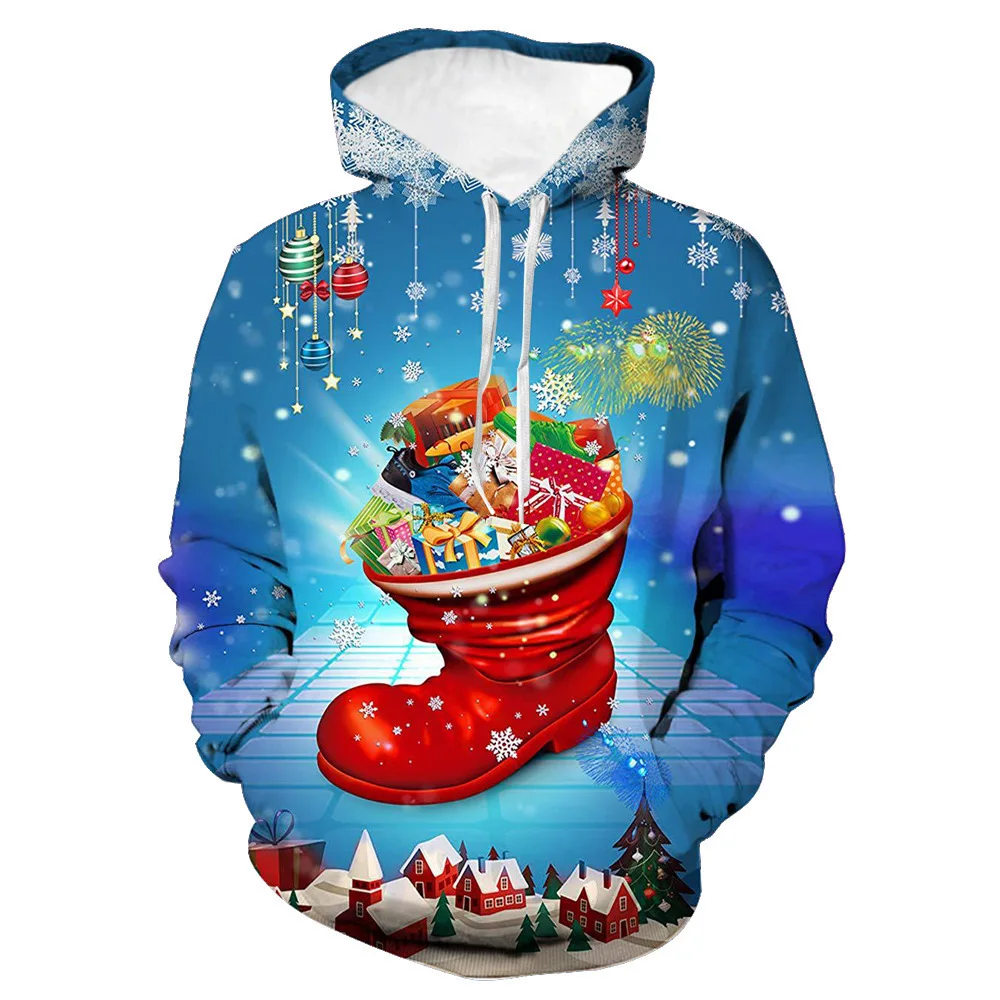 

Women Cartoon Christmas Cosplay Hoodie Animal 3D Print Muscle boy top Hoodies Funny Coat Sports Parent-child Pullover Sweatshirt