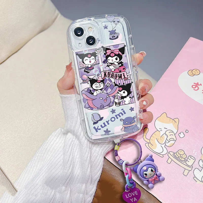 Чехол из ТПУ с подвеской 3D Kuromi для Huawei Nova 5T Y9S Y70 P30 Y9 Prime 10 11 SE 9 8 7 7i 8i Y90 P40 Lite Mate 50 60 Pro