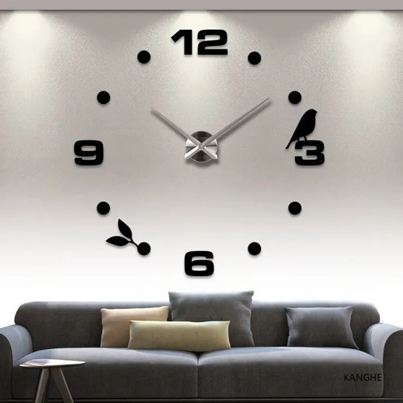 

New Creative 3D Acrylic Mirror Stickers Wall Clock DIY Digital Clock Quartz Needle Horloge Modern Design Living Room Home Decor
