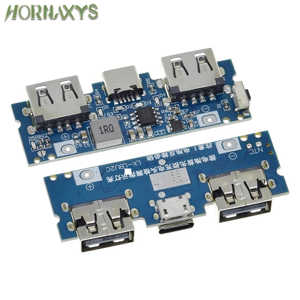 Фото 1/5/10 шт. USB-плата зарядного устройства Micro/Type-C 5В 2.4А с двумя USB-портами для аккумуляторов 18650, аксессуары для мобильных повербанков и DIY-проектов для телефонов №3