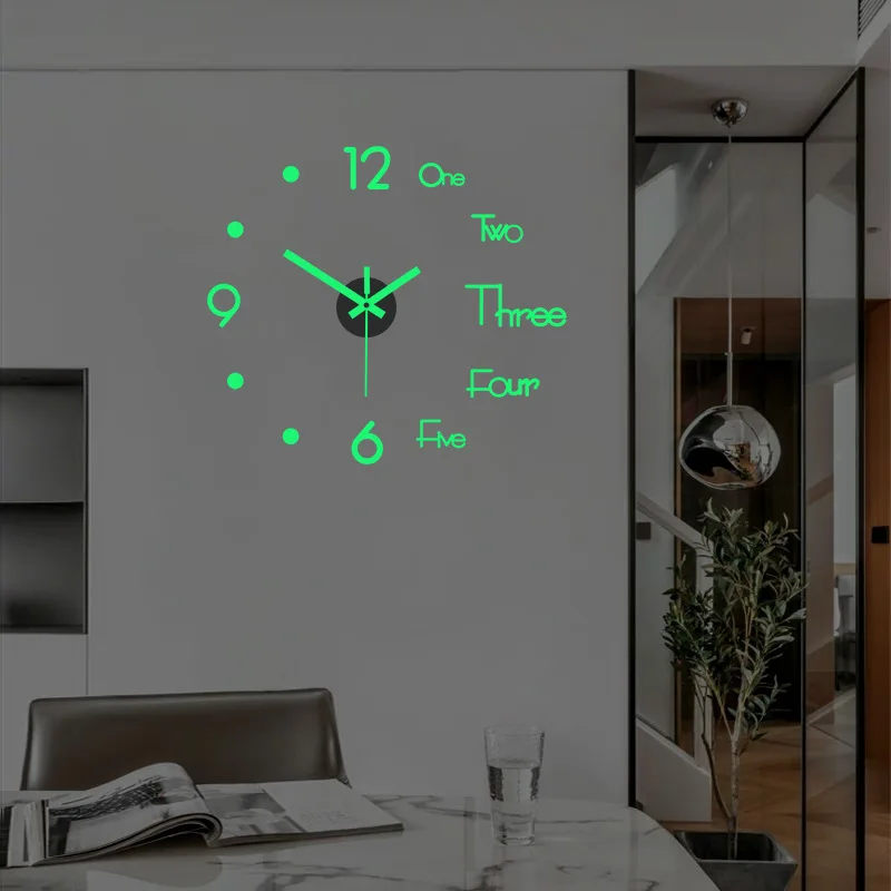 

3D Wall Luminous Wall Clock Living Room DIY Digital Clock Wall Stickers Silent Clock for Home Living Room Office Wall Decor