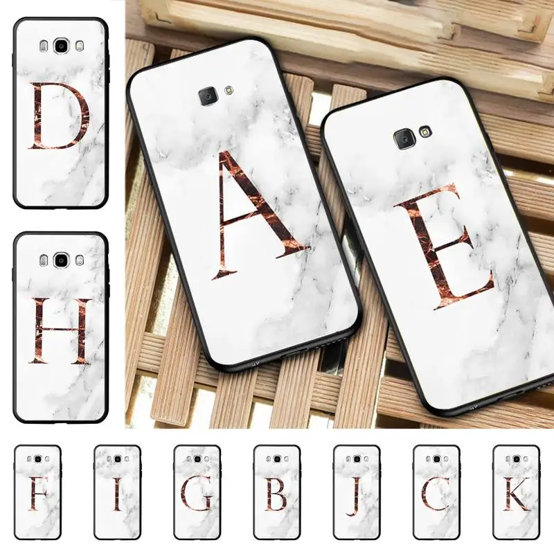 

Marble Alphabet Phone Case for Samsung J 2 3 4 5 6 7 8 prime plus 2018 2017 2016 core