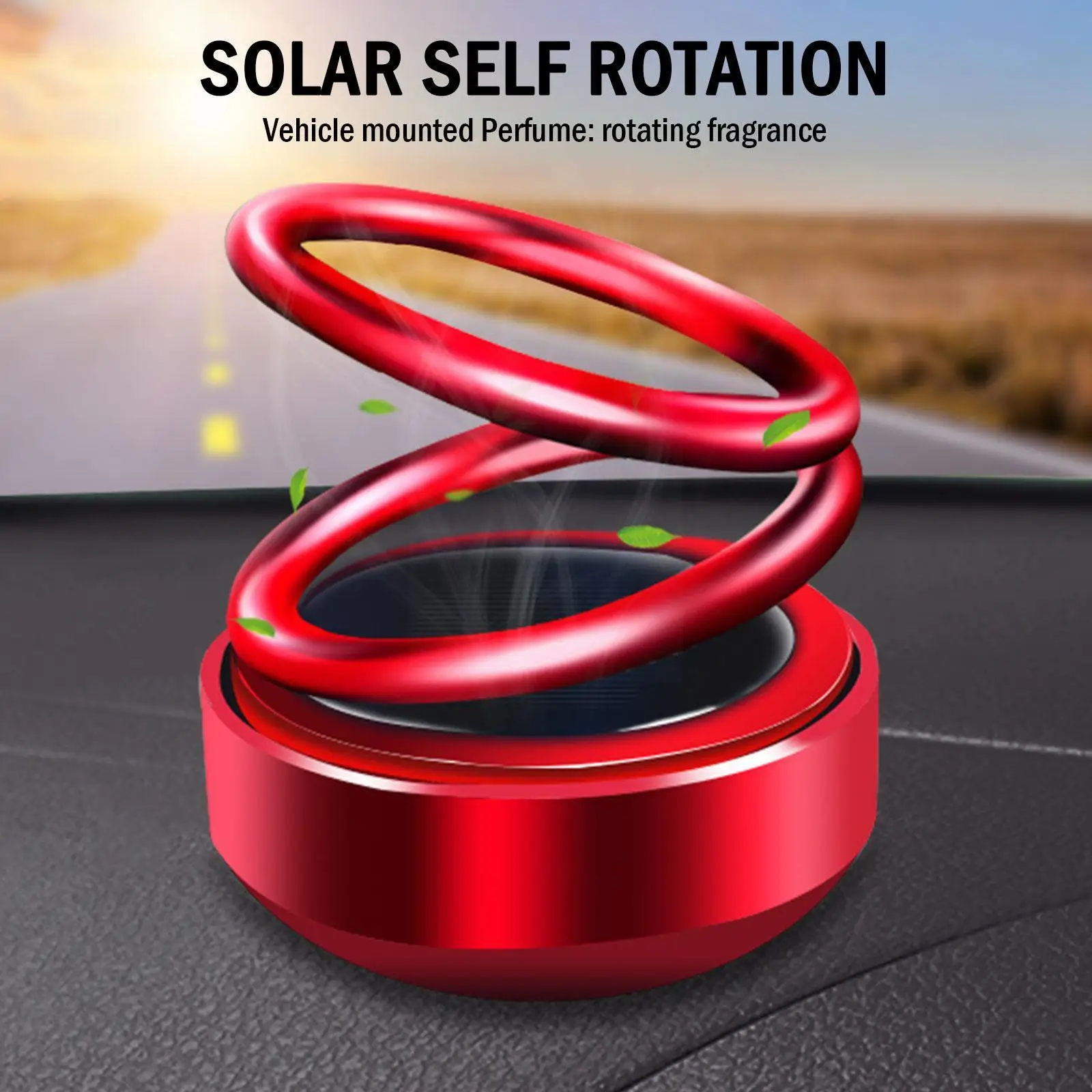 

Car Aromatherapy Resin/Alloy Double Rings Solar Rotary Dashboard Ornament Auto Car Perfume Accessories Freshener Air K8I9