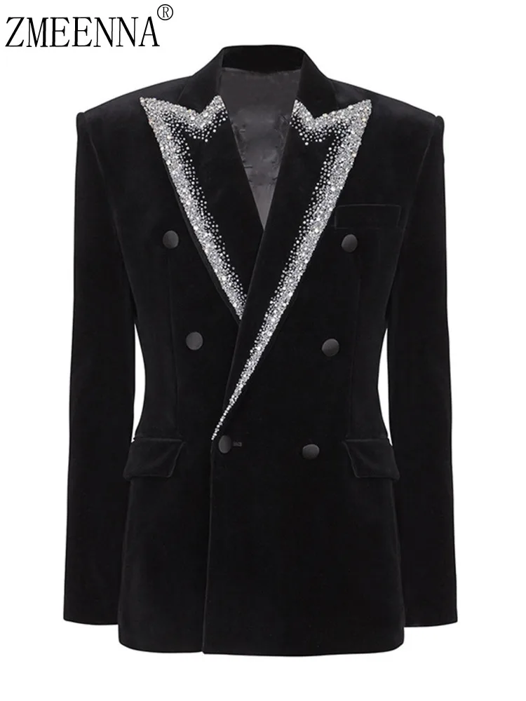 ZMEENNA двубортные женские пиджаки с расклешенной вышивкой в стиле пэчворк