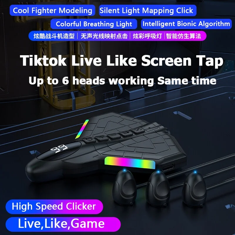 

Universal Mobile Phone Mute Screen Live Stream Tiktok like tap Led Breathing lamp Auto clicker Finger Click Game For ios android