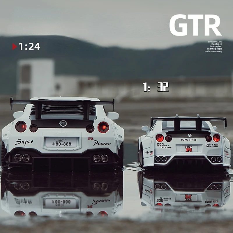 1:32 Nissan GTR R35 Racing Car Model Scale Children Kids Toys Car 1/24 Diecast & Toy Vehicles Sound And Light Boys Car Gift