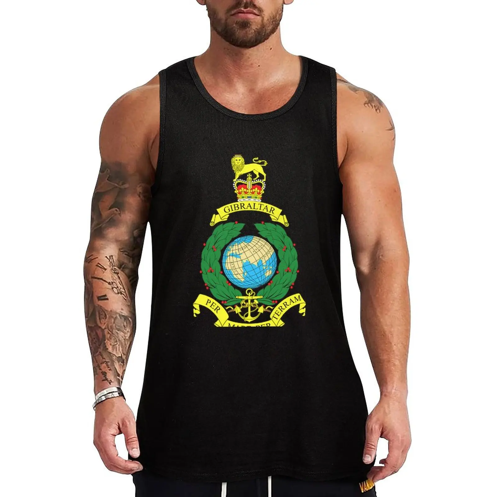 Фото Royal Marines Per Mare Per Terram Insignia Tank Top Мужская футболка Мужские футболки №1