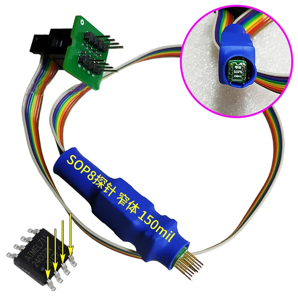 SOIC8 Sop8 Чип-зонд, линия записи записи, чтение, наперсток, жесткий диск, ПЗУ, кондиционер, квадратный 8-контактный 1,27 тестовый зажим для USB-программатора (art.: 3920d0c1f39b0) - 3920d0c1f39b0