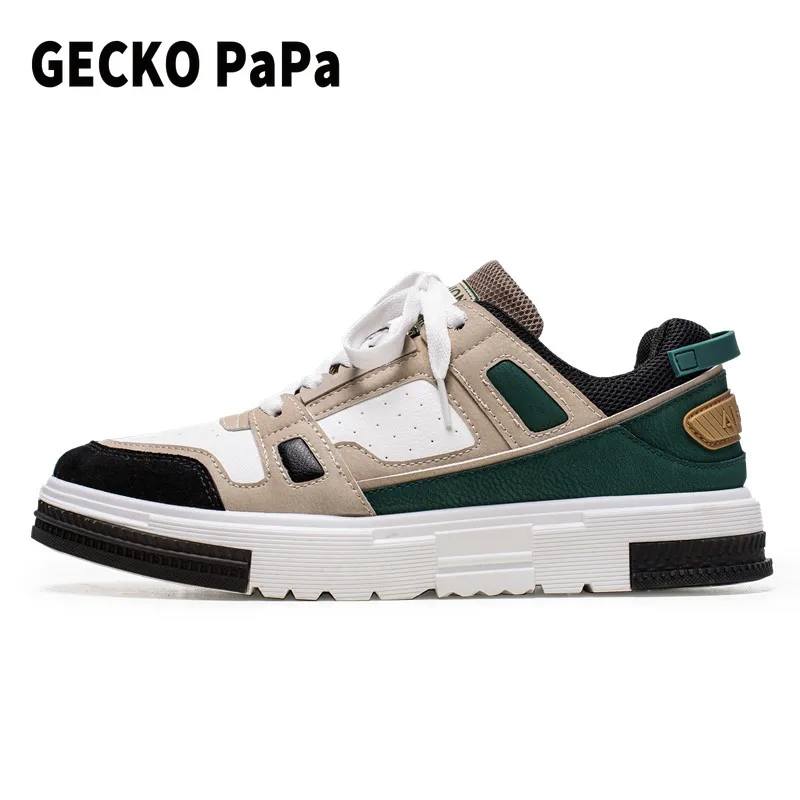 

Men Sneakers New Fashion Flat Breathable Casual Shoes Colorblock Lace-up Men Fashion Skate Shoes Comfortable Flat Male Shoes