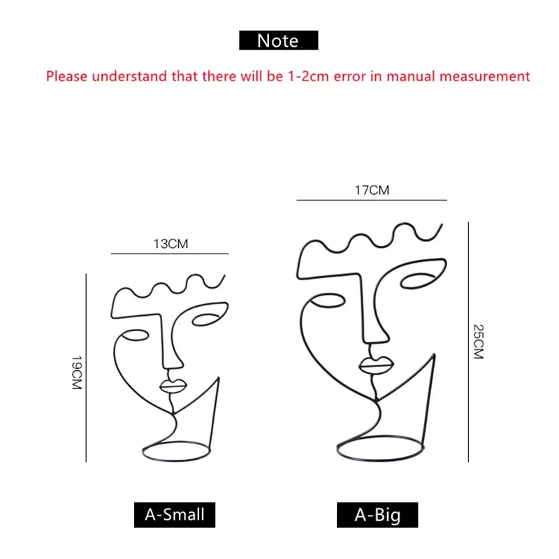 

Decor Figure Face Abstract Sculptures Metal Art Black Lines Handmade Ornaments Mothers Day Gift Modern Room Decoration