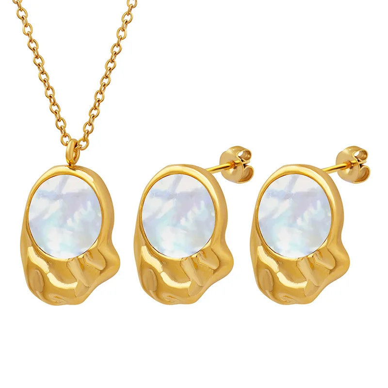 

Colorful Shell Pendant Necklace Earring Jewelry Set For Women Ins Trend Style Unique Design Wedding Jewelry Gift Non-fading