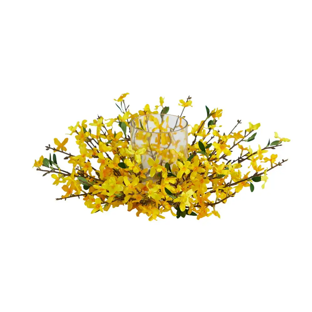 

Подсвечник из искусственных цветов Forsythia желтого цвета, 16 дюймов