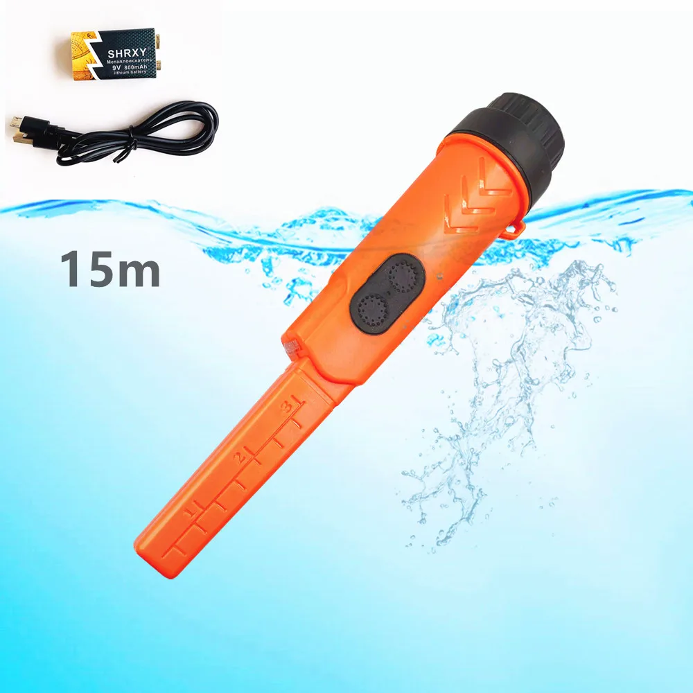 

Waterproof Pointer Metal Detector Underwater 15m Pulse Pinpointer Dive Metal Detecting with 9V 800MA USB Rechargeable Battery
