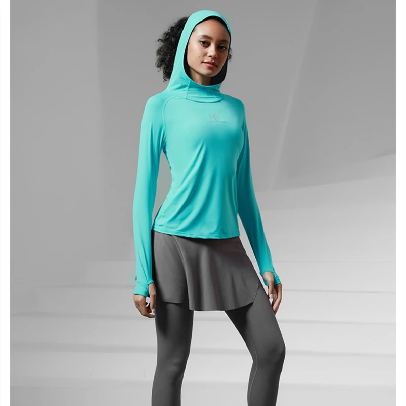 Women Sports Hooded Golf Tennis Yoga Long Sleeve Gym Fitness Running Soft Shirts Athletic Workout Sportswear Training Tops