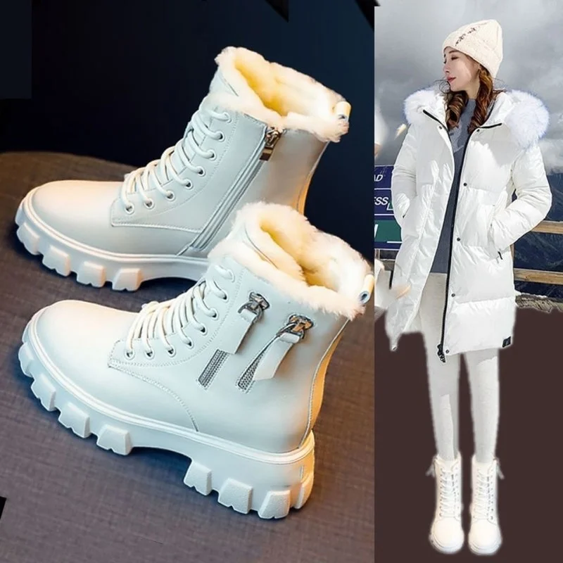 

Women Boots Winter Fashion Chunky Sneakers Casual Plus Platform Boots Women Fashion Bottes Warm Plush Women Shoes Botas De Mujer