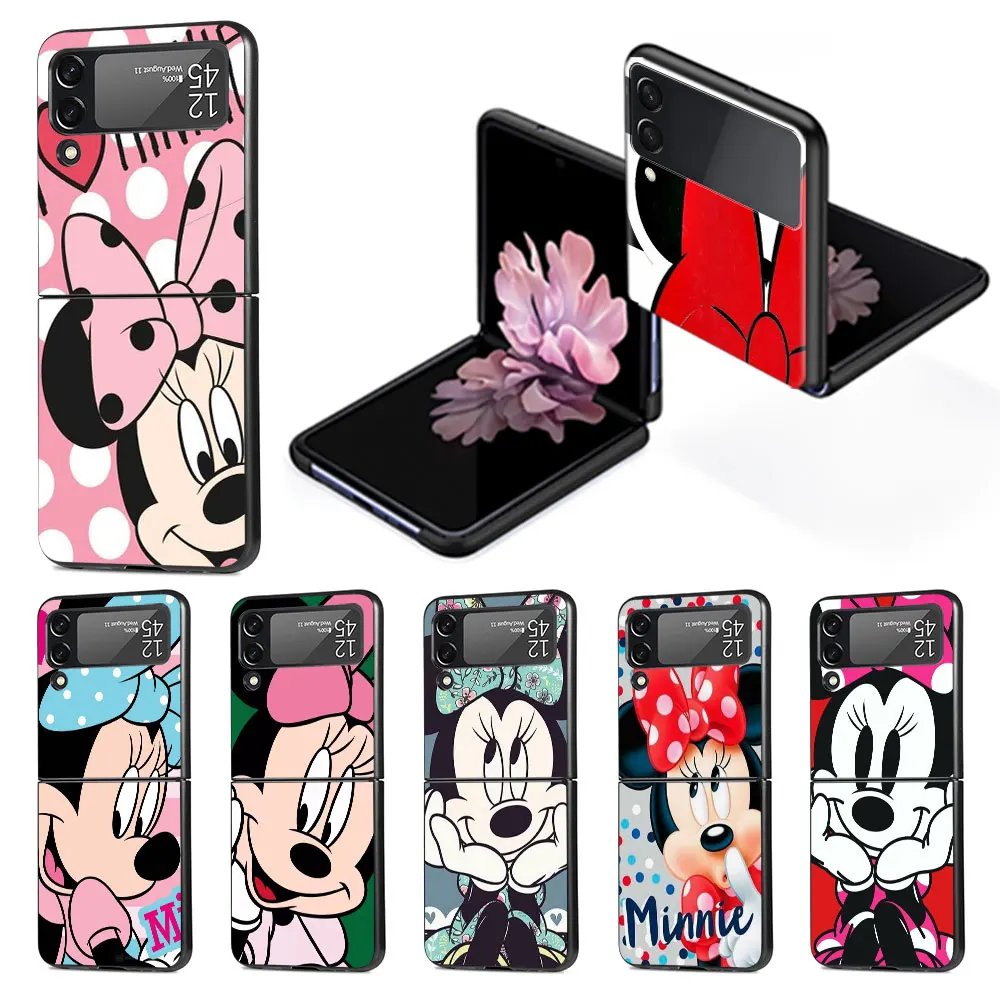 

Minnie Mouse for Samsung Galaxy Z Flip 3 4 5G Case Flip4 Flip3 Black Hard PC Shell Zflip3 Zflip4 Protective Phone Cover Funda