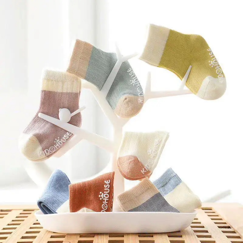 

3 Pairs/lot Children Socks Solid Anti Slip Four Seasons Boy Newborn Baby Socks Cotton Infant Socks For Girls 0-3 Years old