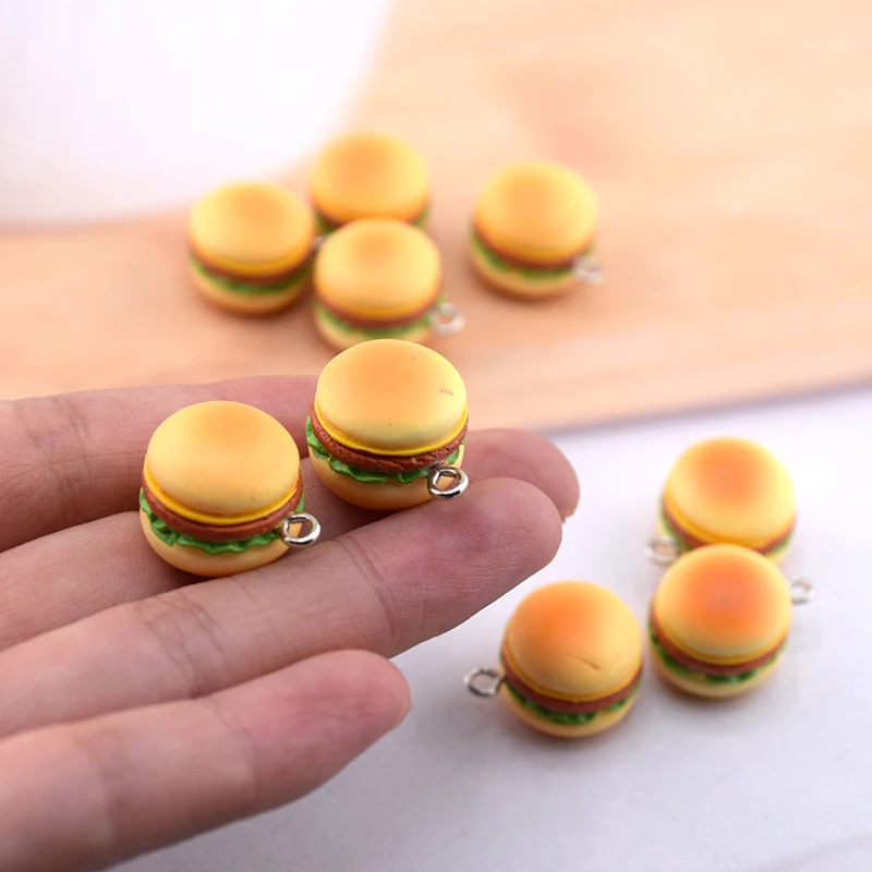 6 шт. 3D маленькие шармы из гамбургера имитация еда подвеска аксессуары сделай сам