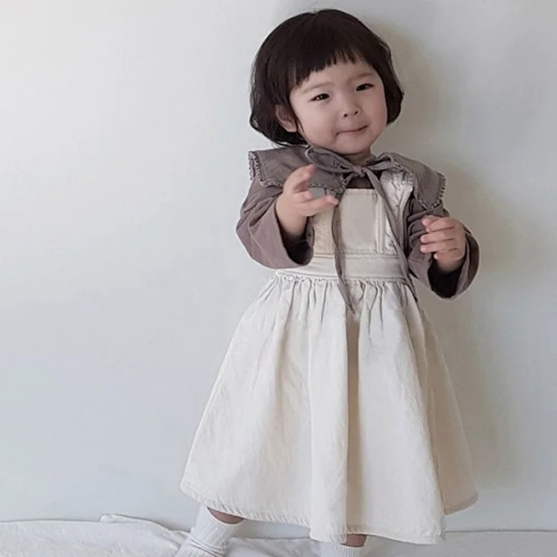 

Baby Girls Suspenders Dress Children's Girl Strap Dresses Korean Kids Clothing Toddler Cotton Sleeveless Clothes One Piece 2022
