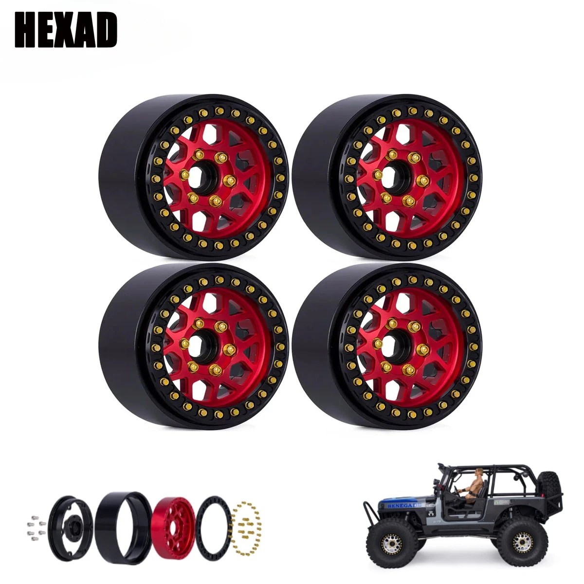 4 шт. алюминиевый обод ступицы колеса с ЧПУ 1 9 для 1/10 RC гусеничного автомобиля SCX10