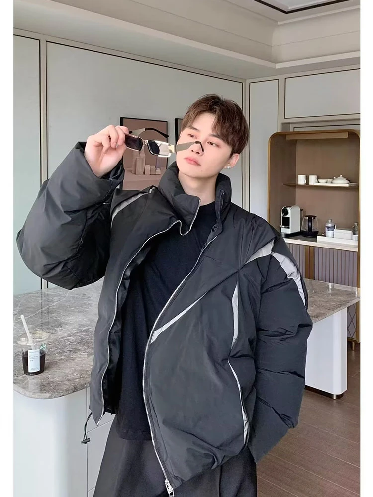 Американская парка оверсайз для мужчин и женщин плиссированная стеганая куртка