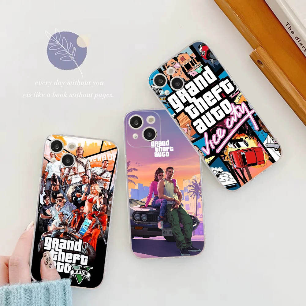 G-GTA 6 G-Grand Theft A-Auto Phone Case For IPhone 16 15 8 7 6S Plus X SE XR XS 14 11 12 13 Mini Pro Max Mobile