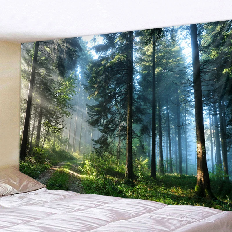 

Misty Forest Tree Printed Large Wall Tapestry Cheap Hippie Wall Hanging Bohemian Wall Tapestries Mandala Wall Art Decor