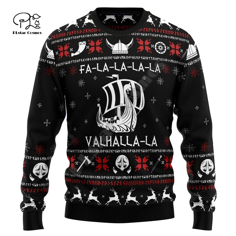 

Christmas Xmas Santa Claus Winter Sweater Viking Tattoo Funny Pattern Long Sleeves 3DPrint Harajuku Unisex Casual Streetwear X5