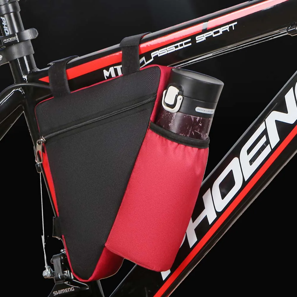 

Bicycle Bag with Water Bottle Holder Pouch Portable Oxford MTB Bike Front Tube Frame Triangle Bags Cycling Mobile Phone Tool Bag