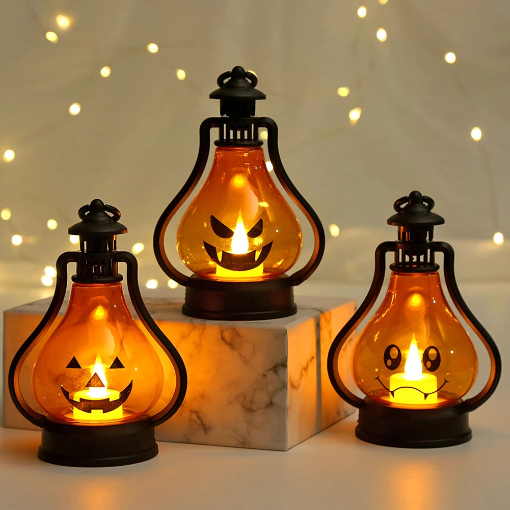 

Halloween Lanterns Decoration Kid's Pumpkin Lanterns Handheld Hanging Platic Light Lamp Battery Operated Kindergarten Home Decor