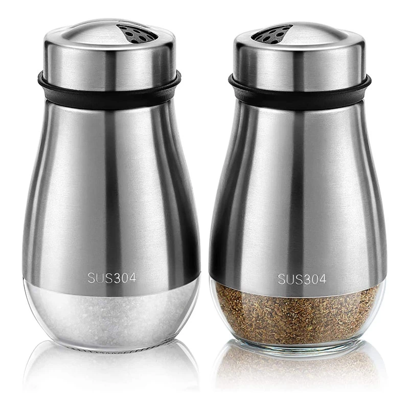 

2Pcs Salt and Pepper Shakers Set - Salt Shaker with Adjustable Pour Holes - Pice Dispenser Refillable