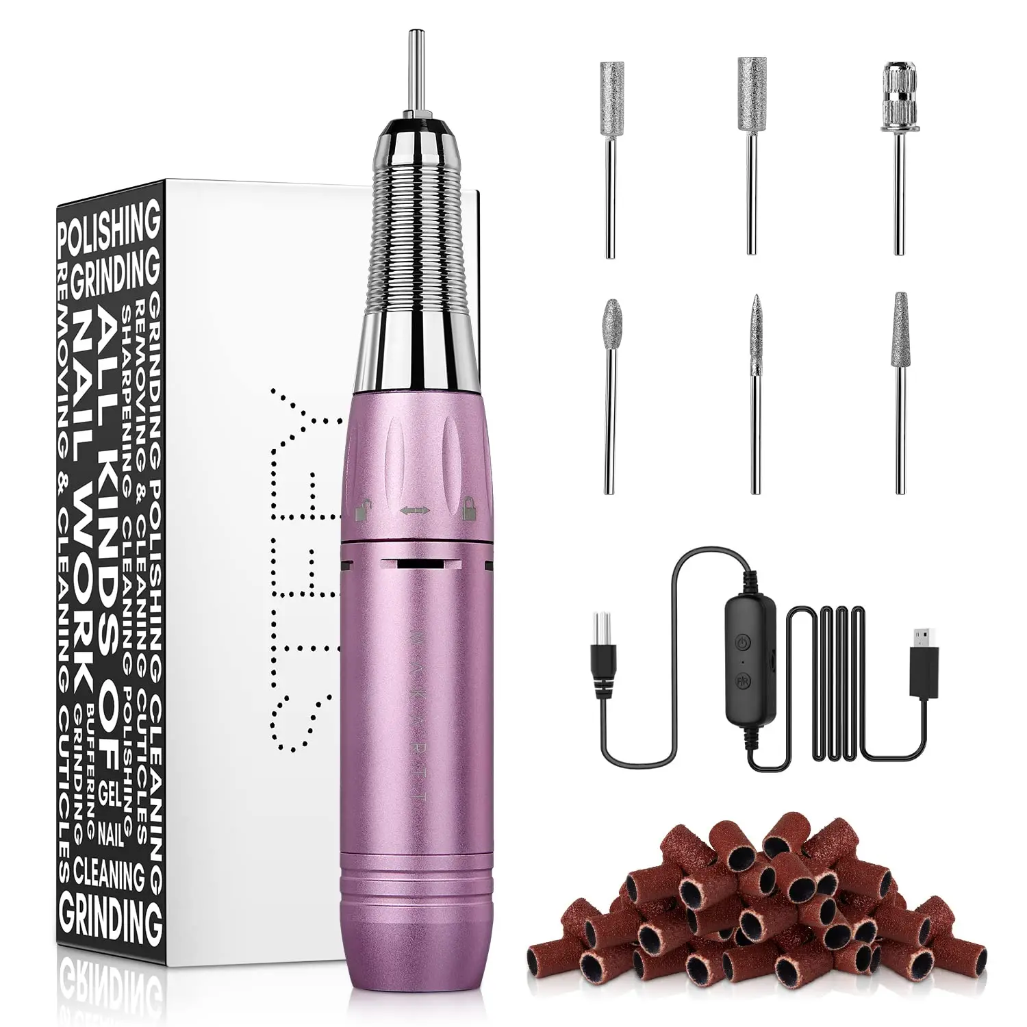 

Makartt Stefy Handheld Nail Drill Kit Pink USB Manicure Pen For Nail Carving Compact & Portable Nail File Efile Nail Drill