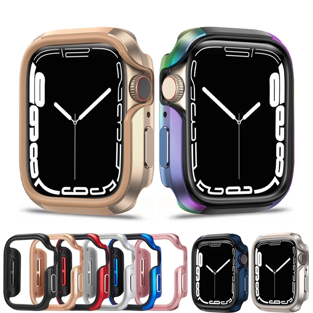 

Чехол из ТПУ и алюминиевого сплава для Apple Watch Series 7 6 SE5 4 41 мм 45 мм 40 мм 44 мм, защитная рамка для iWatch, металлический бампер