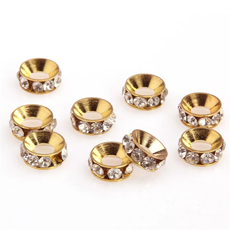 

20pcs 10x5mm Rhinestone Stainless Steel Spacer Metal Big Hole Beads For Jewelry Making Diy Bracelet Accessories For Needlework